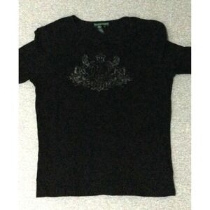 Lauren ralph lauren jeans company Medium black Logo Knit Long Sleeve Top